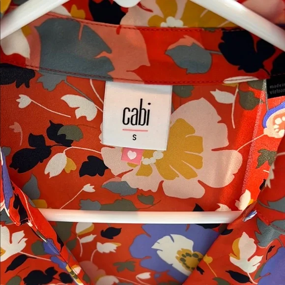 CAbi Orange and Blue Blouse Vibrant Pattern - Picture 2 of 4